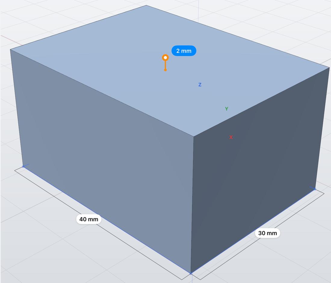 Moving a face of a block by 2 mm with an arrow