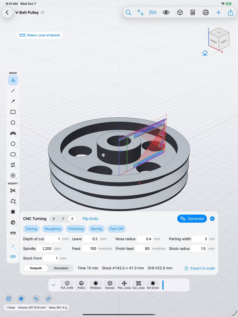 CNC turning of a V-belt pulley