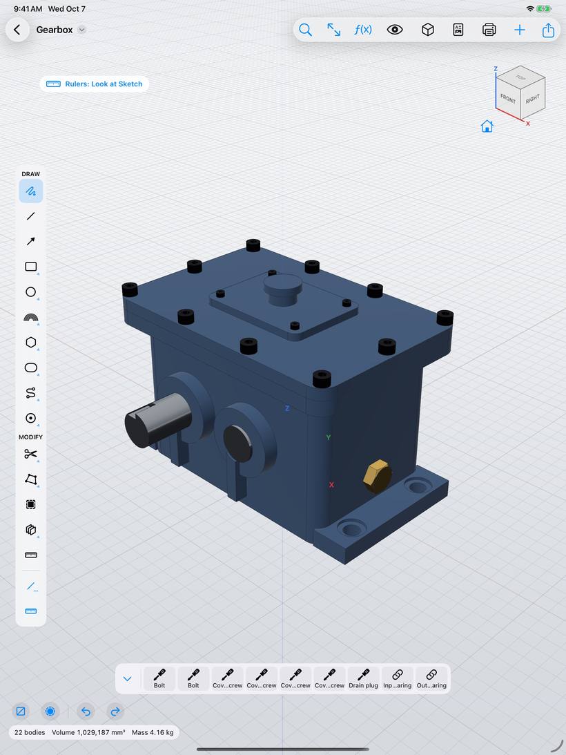 Gearbox assembly in Pyrite CAD